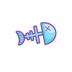 cute fish bone cartoon