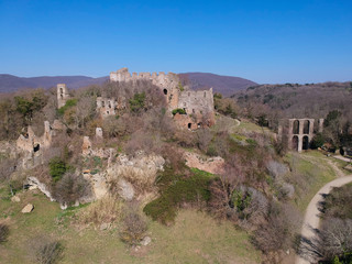 aerial view of the ancient town Monterano