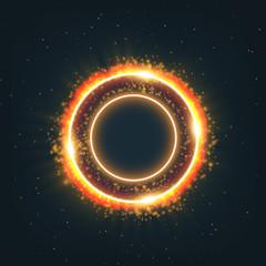 Magic gold circle light effect. Illustration on dark background. Graphic concept for your design