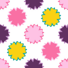 Bright seamless pattern with colorful floral geometric ornament.
