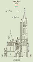 Matthias Church in Budapest, Hungary. Landmark icon