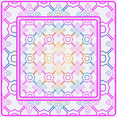 Design Print. The Pattern Of Geometric Ornament. Vector Illustration. The Idea For Design Prints For Neck Scarves, Carpets, Bandanas. Rainbow color