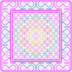 Design Print. The Pattern Of Geometric Ornament. Vector Illustration. The Idea For Design Prints For Neck Scarves, Carpets, Bandanas. Rainbow color