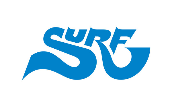 Surf - concept logo vector illustration for t-shirt, poster, brochure, advertising. Typographic creative symbol in vintage retro waves style. Original font character. Surfing word graphic design.  