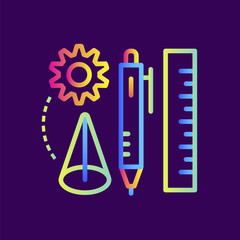 Outline icon Designer tools. 3D Printing, modeling. Suitable for presentation, mobile apps, website, interfaces and print