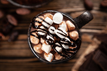 Cup of hot chocolate with marshmallows
