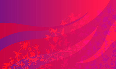 Abstract background with floral pattern. Vector backdrop illustration with purple and red gradient