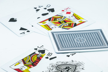 play poker on white background