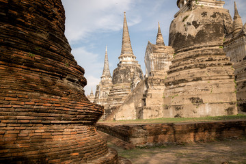 Fototapeta premium Old Beautiful Thai Temple wat Mahathat, Ayutthaya Historical Park, Ayutthaya, Thailand