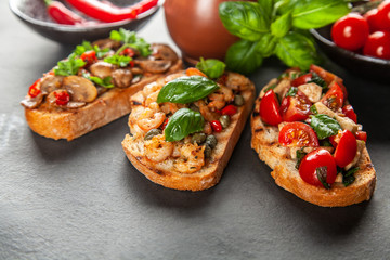 Assortment of traditional Italian bruschettas