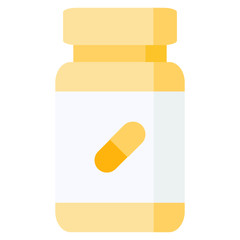 Bottle of pills, yellow vitamins 