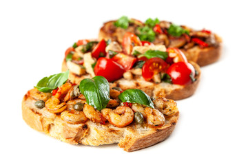 Assortment of traditional Italian bruschettas