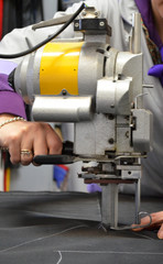 Vertical Knife Cloth Cutting Machine on fabric