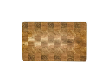 One wooden cutting Board on white background. Iisolate on white