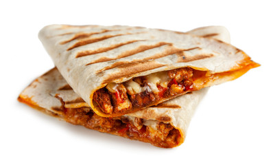 Chicken quesadillas with paprika, cheese and cilantro - 252875977