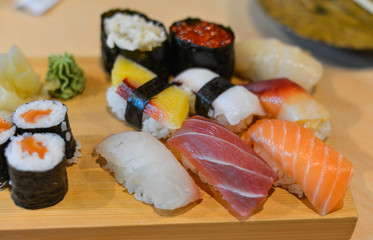 Fresh Japanese sushi (raw fish)