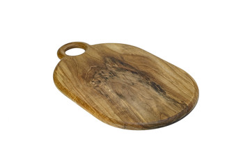 One wooden cutting Board on white background. Iisolate on white