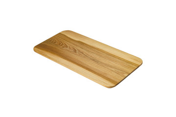 One wooden cutting Board on white background. Iisolate on white