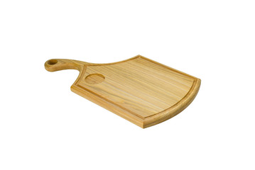 One wooden cutting Board on white background. Iisolate on white