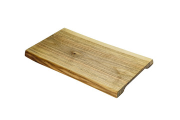 One wooden cutting Board on white background. Iisolate on white