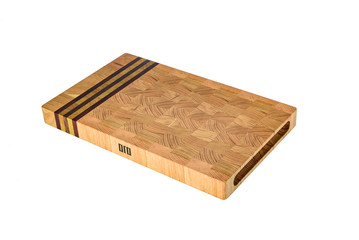 One wooden cutting Board on white background. Iisolate on white