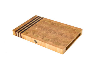 One wooden cutting Board on white background. Iisolate on white