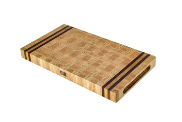 One wooden cutting Board on white background. Iisolate on white