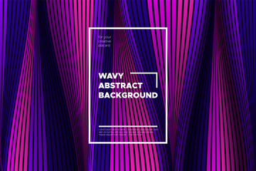 Trendy Abstract Background with 3d Effect. Wave Texture with Pink, Blue, Purple Distorted Lines. Creative Optical Illusion. Futuristic Style. Abstract Background with Volumetric Striped Shapes. Eps10.