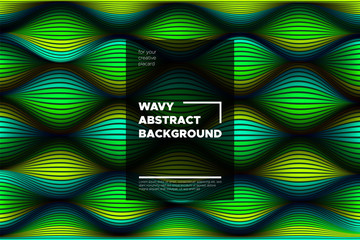 Movement. Trendy Abstract Background of Waves. Modern Bright Flow Poster. Color Blend. Distortion of Wave Stripes. 3d Surface with Optical Illusion. Colorful Warped Lines Movement Effect. Eps10 Vector