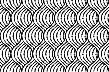 Fototapeta premium The geometric pattern with wavy lines. Seamless vector background. White and black texture. Simple lattice graphic design