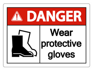 Danger Wear protective footwear sign on transparent background