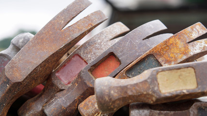 Rusty hammerheads with nail pulling claws