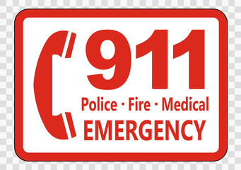 Call 911 Sign on transparent background