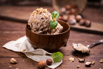 Fresh hazelnut ice cream