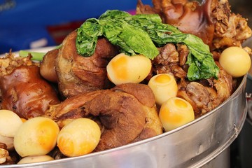 Stewed pork leg delicious in street food