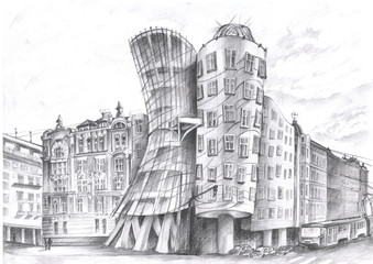 Prague landscapes drawn in pencil. Sights Of Prague