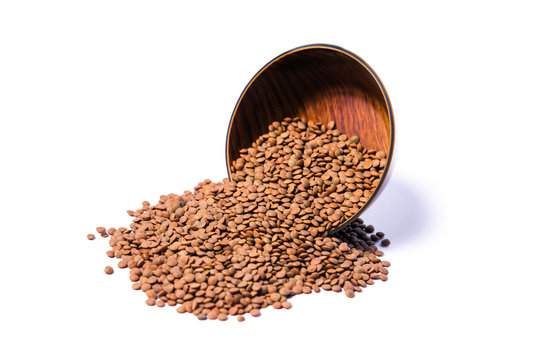 Brown Lentils/ Masoor Also Know as Masoor /Brown Gram, Sabut masoor, Raw lentil, Pakistani/Indian beans isolated on white Background