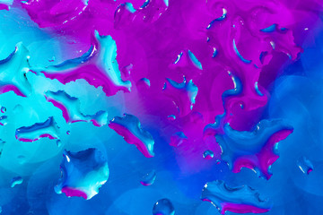 Water Shapes on Glass with Blue and Purple Background