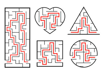 A set of mazes. Game for kids. Puzzle for children. Labyrinth conundrum. Vector illustration.