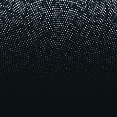 Vector abstract silver halftone pattern on black background
