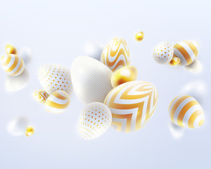 Happy Easter holiday background with 3d eggs