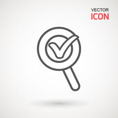 Check mark search graphic design single icon vector illustration. Approved or certified medal icon in a flat design. Rosette icon. Award vector.