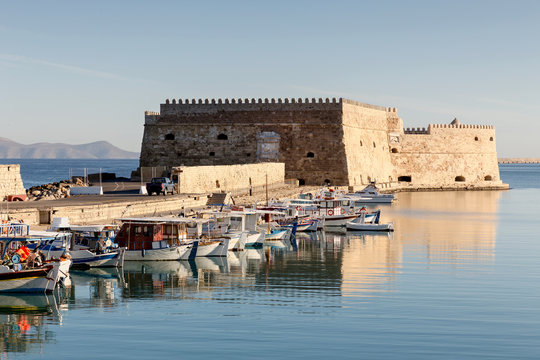 Ancient, urban, medieval, marine, Venetian fortress Kules (island Crete, city Heraklion, Greece)