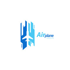 Airplane flight stripes logo blue color