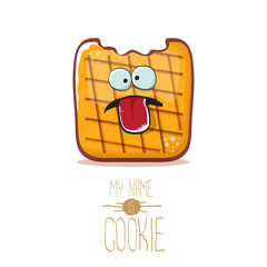 vector funny cookie character isolated on white background. My name is cookie concept illustration. funky food character or bakery label mascot