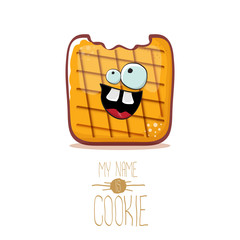 vector funny cookie character isolated on white background. My name is cookie concept illustration. funky food character or bakery label mascot
