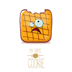 vector funny cookie character isolated on white background. My name is cookie concept illustration. funky food character or bakery label mascot
