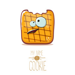 vector funny cookie character isolated on white background. My name is cookie concept illustration. funky food character or bakery label mascot