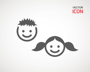 girl and boy icon on white background. child symbol . Kids icons , children vector illustration.