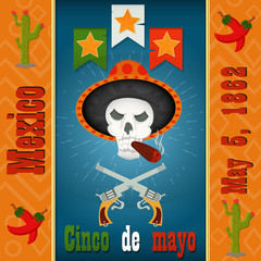 design, postcards, background, stickers, for decoration of the Mexican holiday Cinco de mayo in flat style
